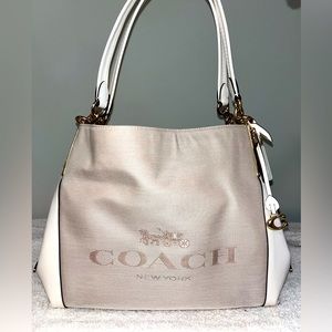 White and cream Coach purse
